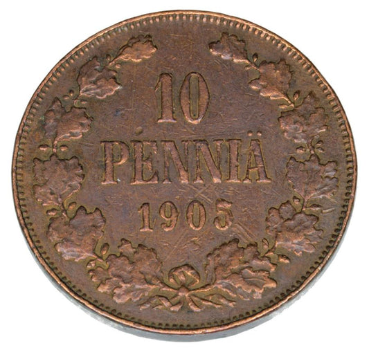 10 pennia 1905 Mikolaj II Romanow Finlandia okupacja rosyjska Helsinki