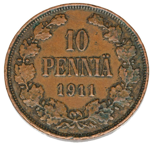 10 pennia 1911 Mikolaj II Romanow Finlandia okupacja rosyjska Helsinki