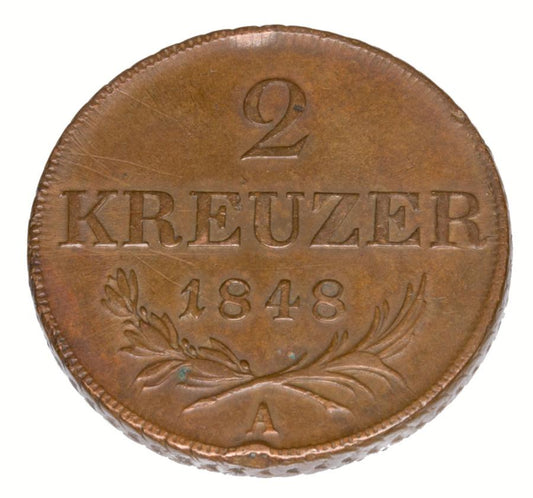 2 krajcary 1848 Franciszek Jуzef I Austria Wieden