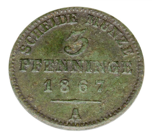 3 fenigi 1867 Wilhelm I Hohenzollern Prusy Berlin