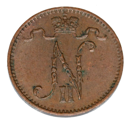 1 penni 1909 Mikolaj II Romanow Finlandia okupacja rosyjska Helsinki