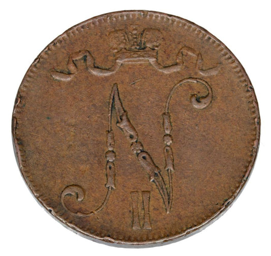 5 pennia 1901 Mikolaj II Romanow Finlandia okupacja rosyjska Helsinki
