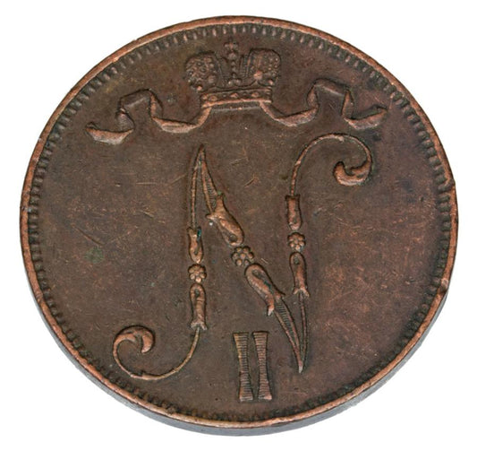 5 pennia 1911 Mikolaj II Romanow Finlandia okupacja rosyjska Helsinki