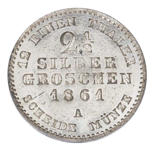 2 1/2 grosza srebrnego 1861 Wilhelm I Hohenzollern Niemcy Berlin A