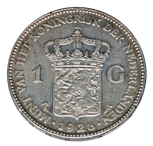 1 gulden 1928 Wilhelmina Oranska-Nassau Holandia Utrecht